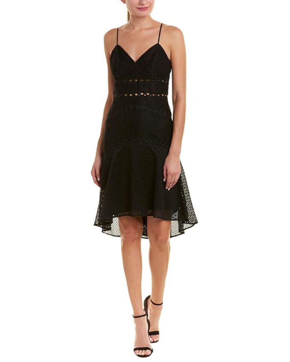 Bardot Womens Crochet Fit & Flare Mini Dress Size 8 Wedding Guest Cocktail Party